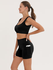 Ribbed Crop Top & High Waist Butt Lifting Shorts Set