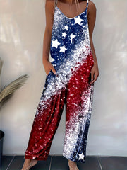 Colorblock Jumpsuit Spaghetti Strap Casual Spring Summer