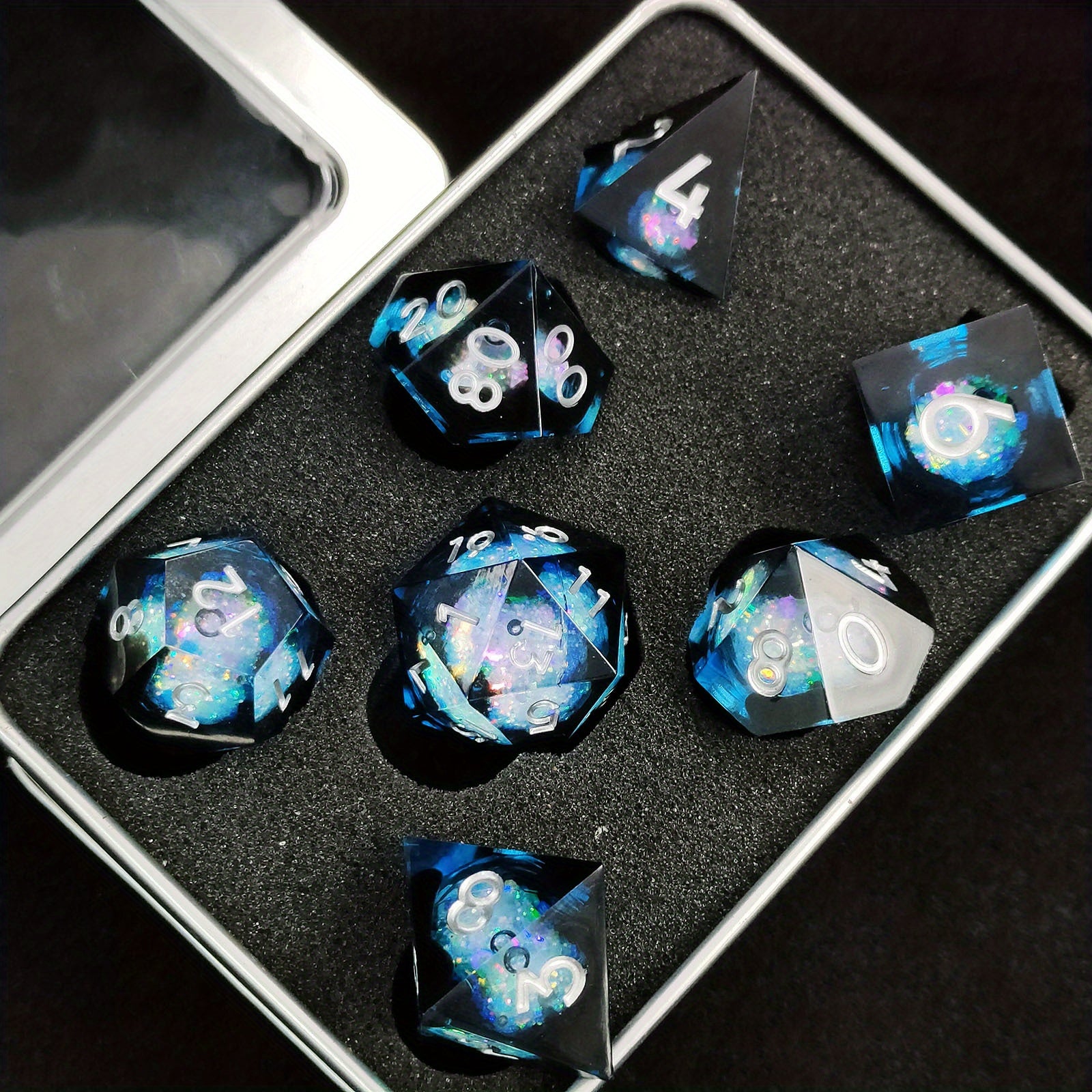 7 Piece Liquid Quicksand Dice Set for TRPG Board Games