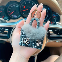 Mini Fur Bag Keychain Keyring Backpack Handbag Purse Pendant Accessories