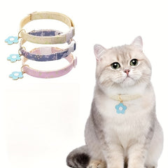 Pet Necklace Flower Pattern Pendant Cat Collar Adjustable Safety Collar