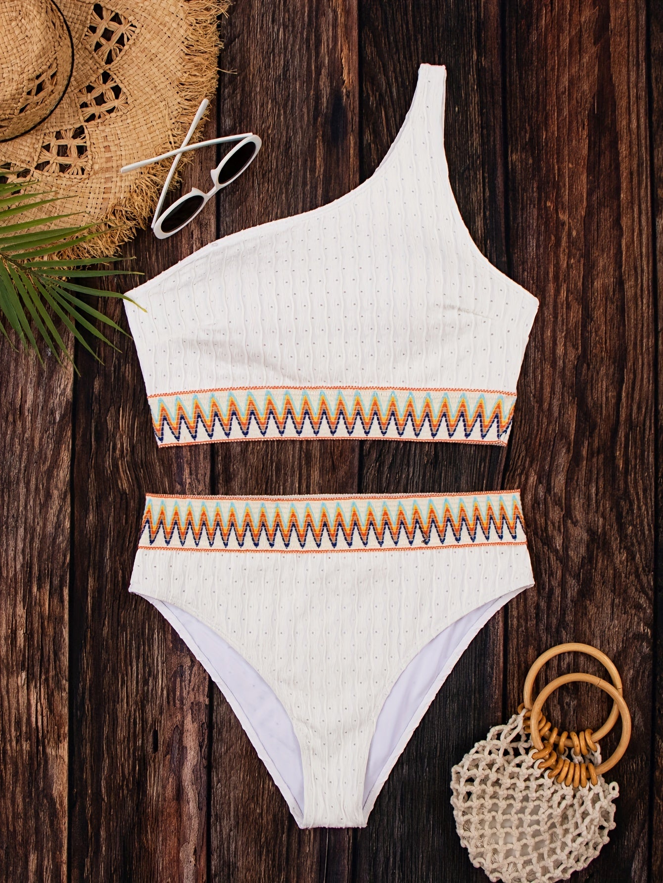 Polka Dot One Shoulder Bikini Set