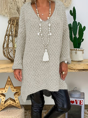 Solid V Neck Casual Sweater Long Sleeve Jumper