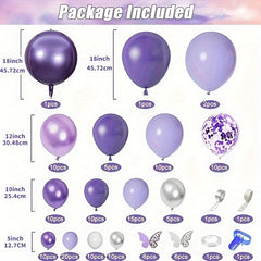 145Pcs Purple Balloons Garland Arch Kit Butterfly Baby Shower Decorations Girl
