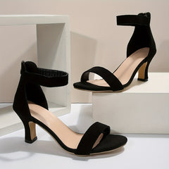 Women's Suede Sandals Open Toe Solid Ankle Strap Outdoor Shoes