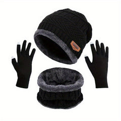 Winter Beanie Hat Scarf Gloves Set Knit Touchscreen 3pcs