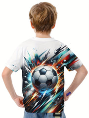 Football 3D Print Boy's Casual Tees Short Sleeve Crew Neck T-shirt