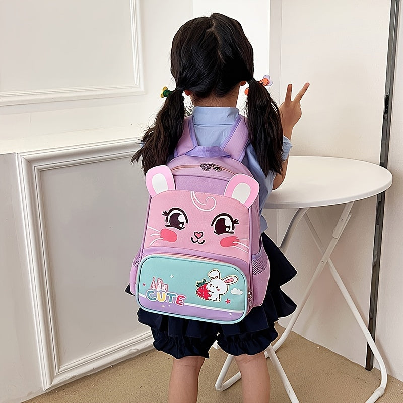 Kids Cartoon Rabbit Print Backpack Lightweight Large Capacity