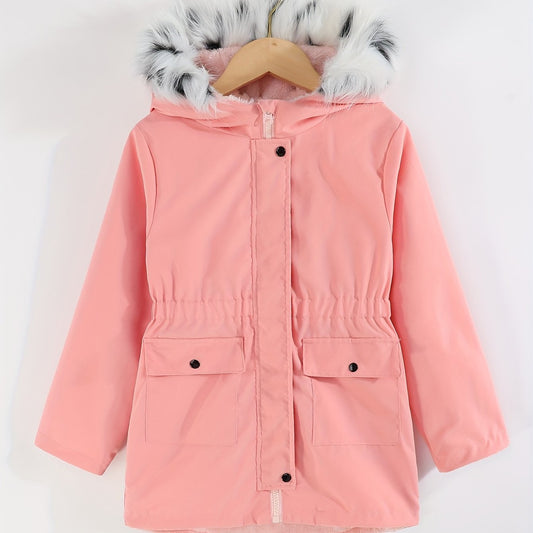 Toddler Girls Fleece Hooded Jacket Coat For Fall Winter