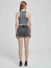 Moisture Wicking Crop Tank Tops Sleeveless Fitness Workout Sports Tops