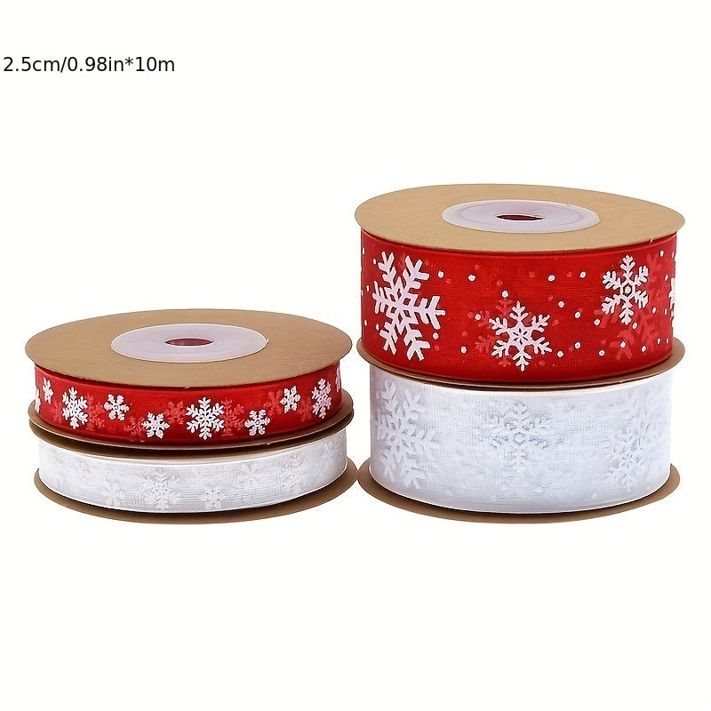 10 M Christmas Ribbon Craft Organza Ribbon Snowflake Red