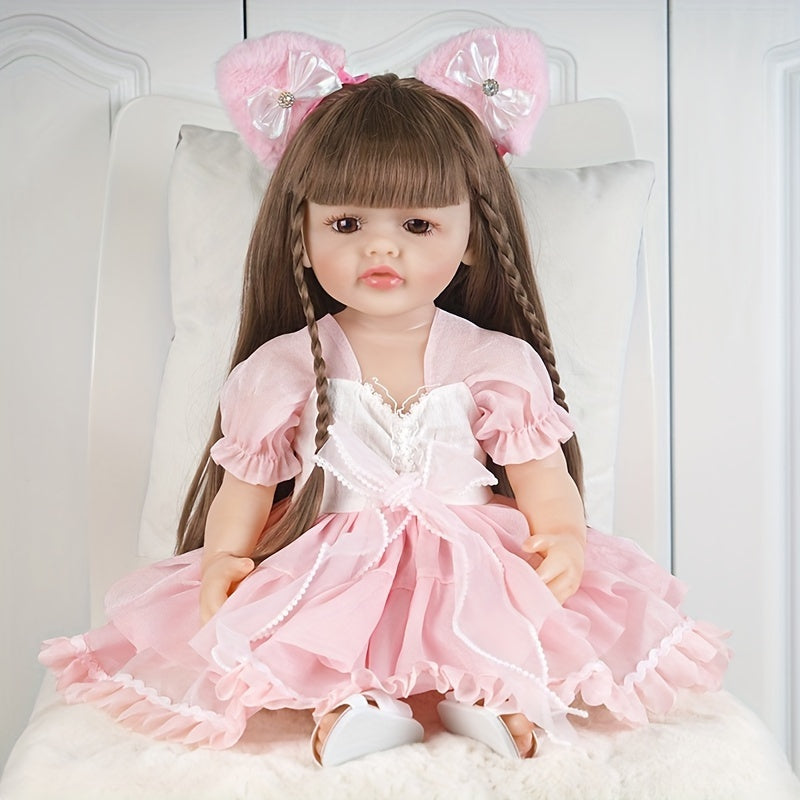 22" Simulative Doll Soft Glue Doll Water Bath Toy Wedding Dress Princess Doll