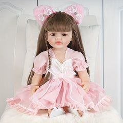22" Simulative Doll Soft Glue Doll Water Bath Toy Wedding Dress Princess Doll