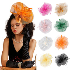 Polyester Fascinator Hat with Feather Detail for Women Party
