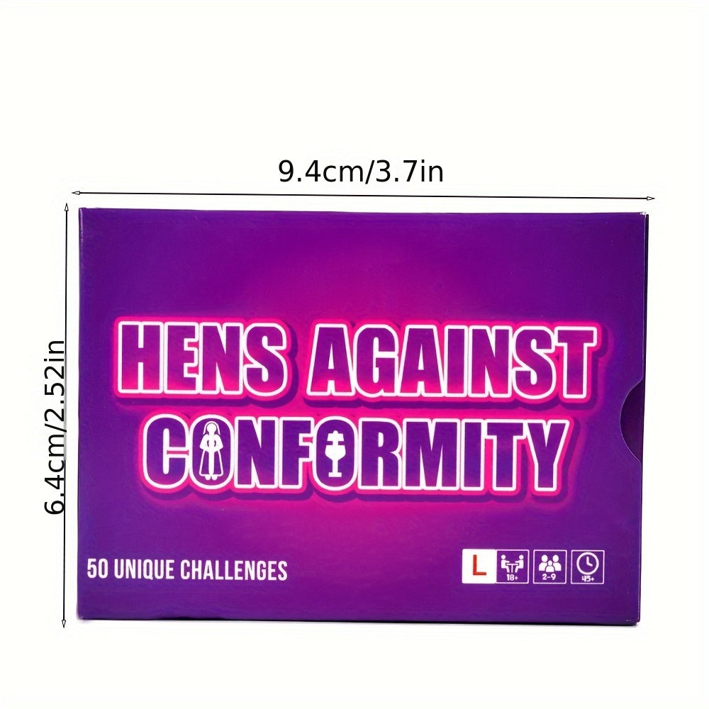 Hens Against Conformity Game 50pcs Unique Challenges Bachelorette Card Game