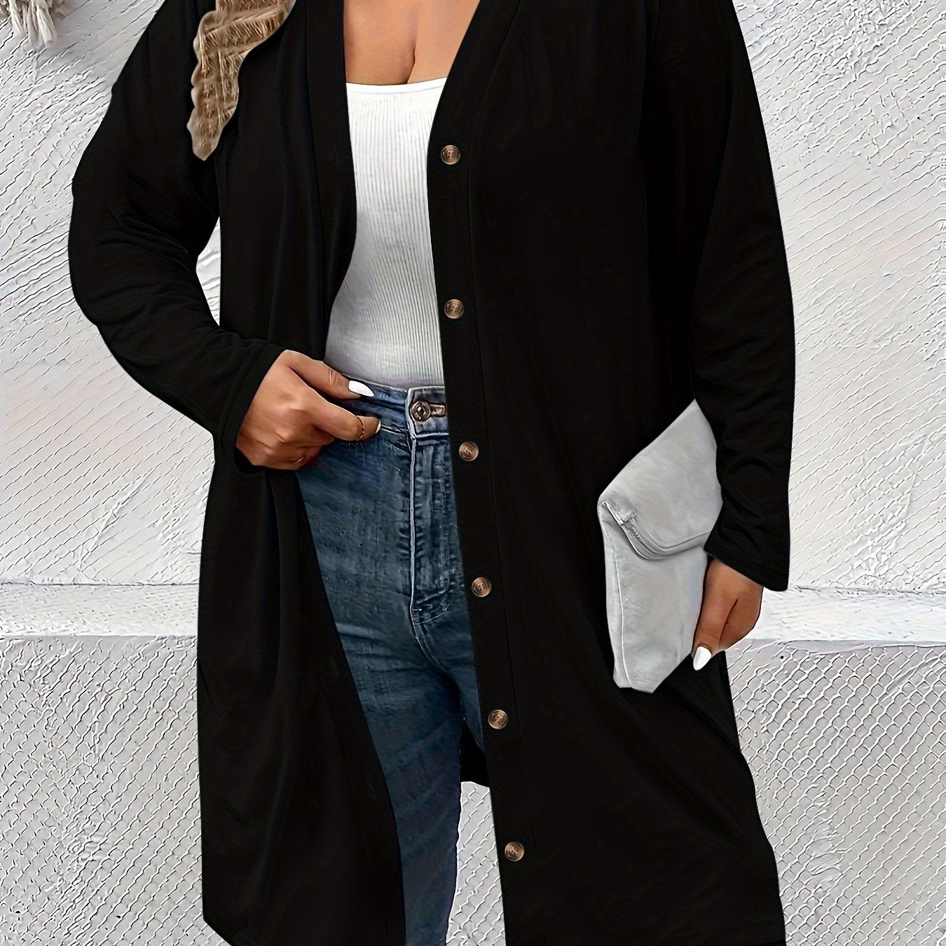 Solid Long Sleeve Button Up Cardigan