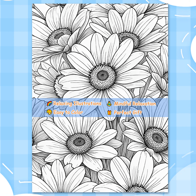 Flowers Adult Coloring Book Pink & Purple Floral Perfect Gift Holidays Birthdays