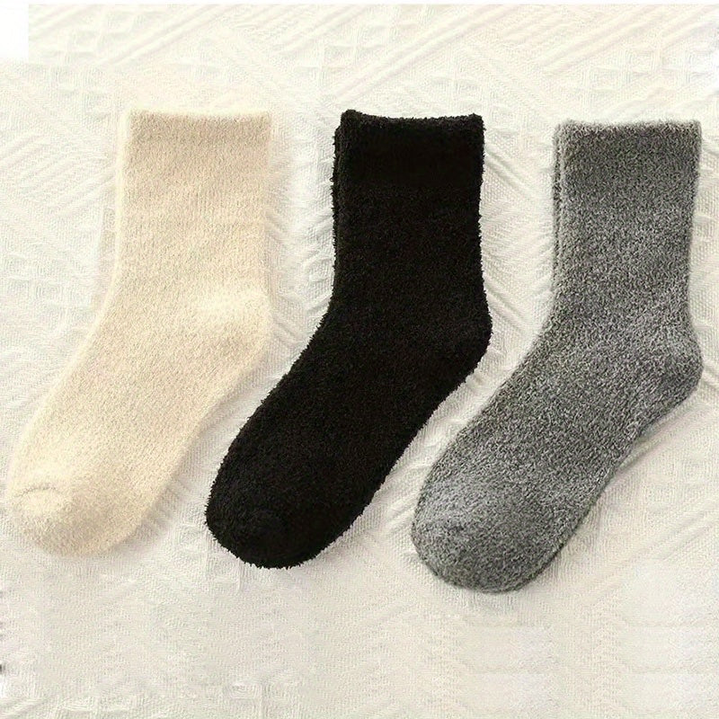 3 Pairs Kids Thickened Plus Velvet Wool Blend Warm Crew Socks for Winter