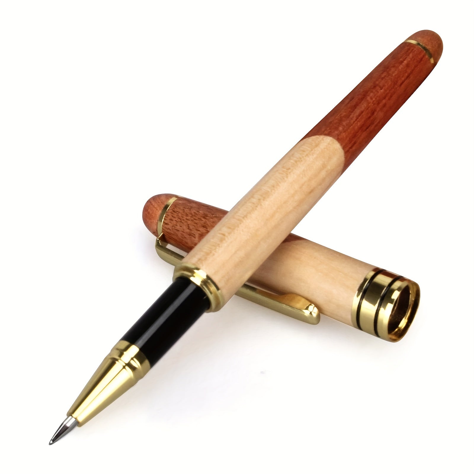 Wooden Gel Pen Gift Set in Rollerball Pen Holder Box with Refills