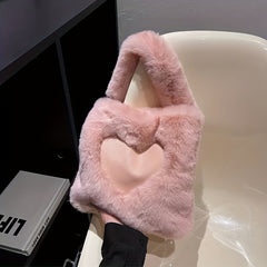 Heart Plush Shoulder Bag Fuzzy Handbag