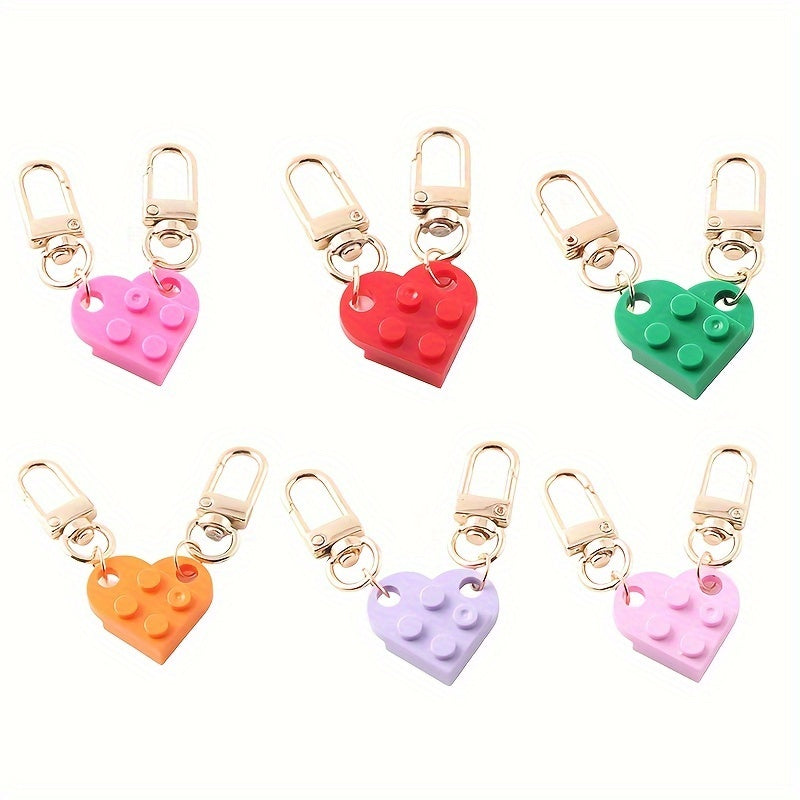 Love Heart Brick Keychains For Couples Creative Key Chain Bag Pendant
