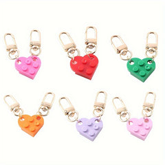 Love Heart Brick Keychains For Couples Creative Key Chain Bag Pendant