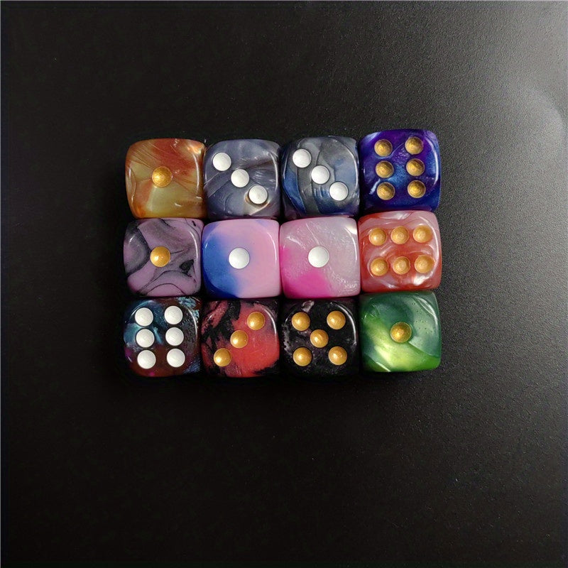 12 Pc Set of 16mm 2 Dice Puzzle Game Dot Acrylic High Dice Fun Game