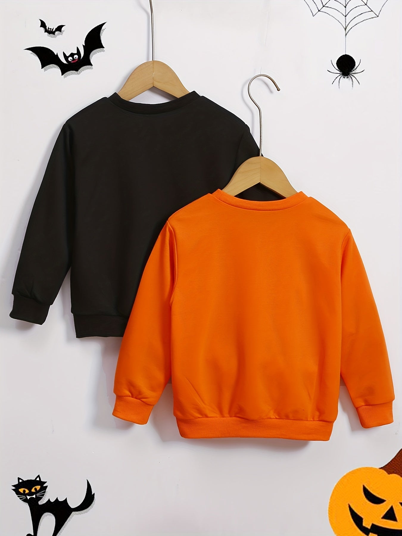 2pcs Halloween Letter Witch Boys Pullover Sweatshirt
