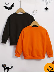 2pcs Halloween Letter Witch Boys Pullover Sweatshirt