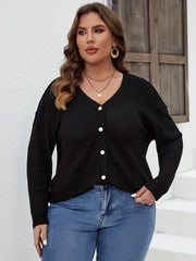 Long Sleeve Button Front Waffle Knit Tee