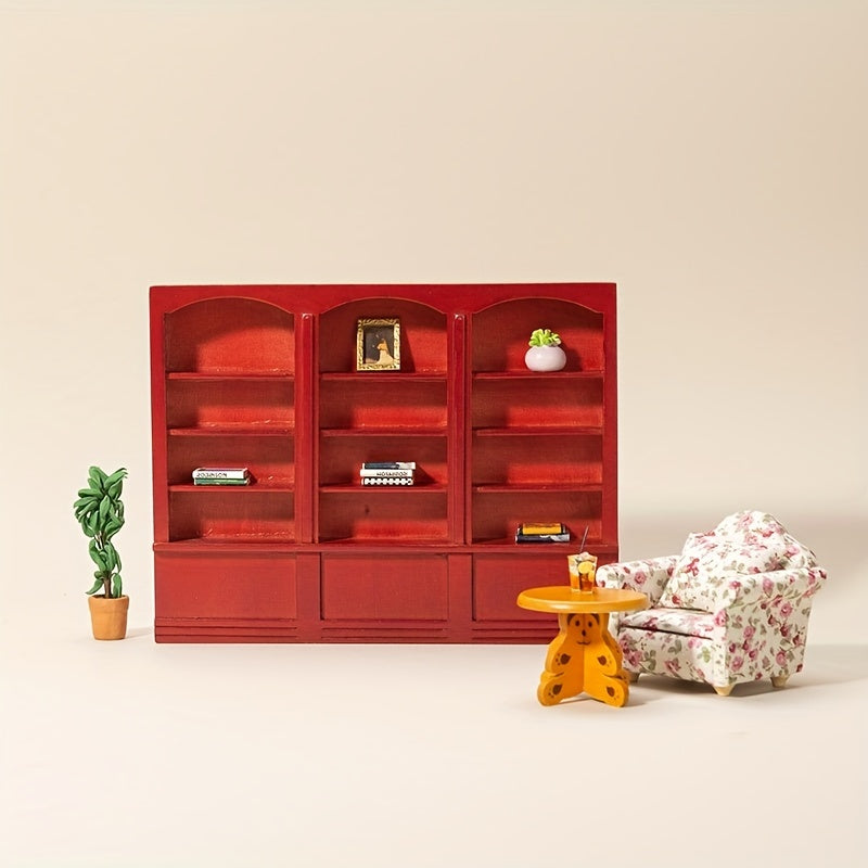 1:12 Dollhouse Bookshelf Mini Wooden Bookcase Furniture for Decoration