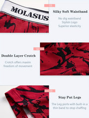3pcs Random Print Boyshort Panties Soft & Comfortable Women's Lingerie