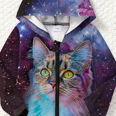 Dino Graphic Zip Front Hoodie Kids Sports Jacket Gift