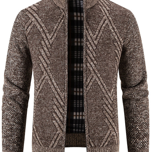 Men's Full Zip Casual Cardigan Thermal Regular Fit Knit Sweater