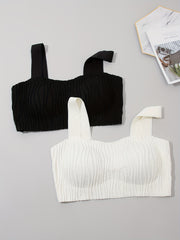 2pcs Wireless Bras Full Coverage Comfortable Solid Textured