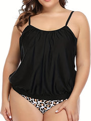 Leopard Panel Cut Out Cami Top & Shorts Set