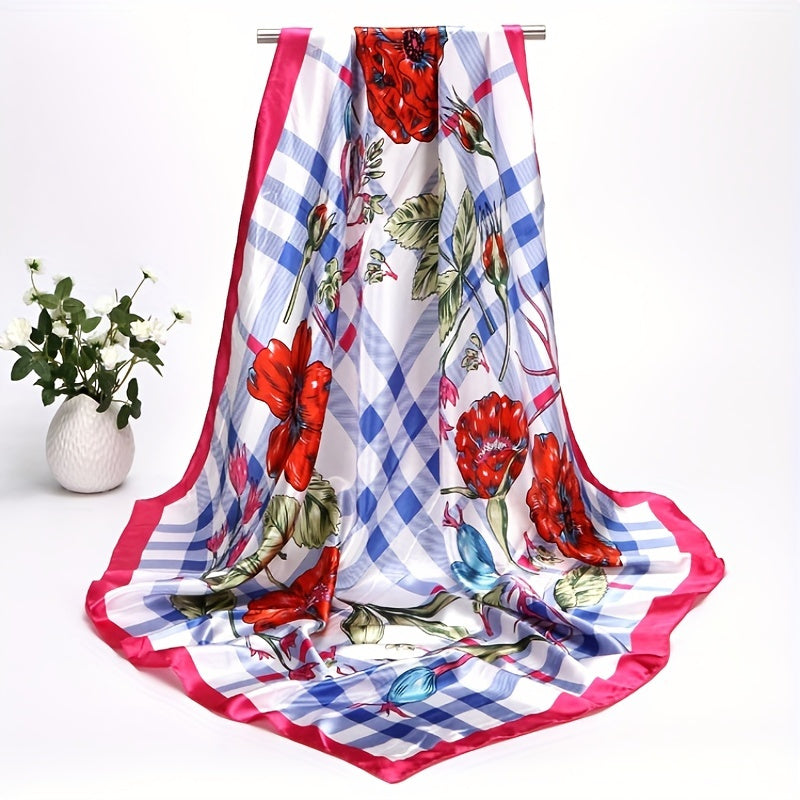 Silk Satin Geometric Bandana Scarf 88.9cm Square Lightweight