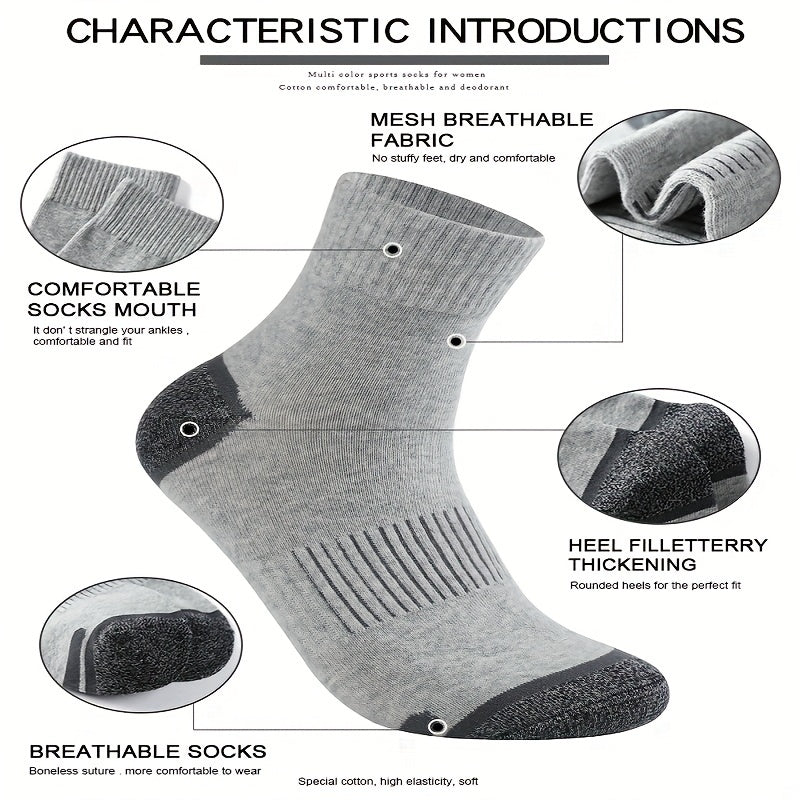 5 Pairs Men's Sports Cotton Socks for Outdoor Running Cycling