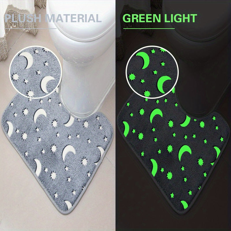 3pcs Luminous Floor Mat Sponge Bath Mat Set Non Slip Durable Bathroom Rug