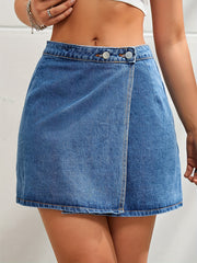 High Waist Asymmetrical Denim Skirt