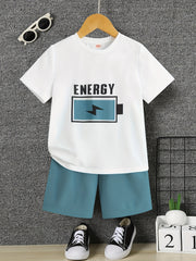 2pcs Boys Energy T shirt & Shorts Kids Summer Clothes Sets