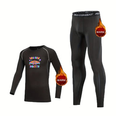 Kids Fleece Lined Compression Base Set Butterfly Print Tops & Leggings