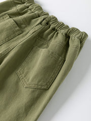 Boys Army Green Shorts with Pockets for Spring and Summer