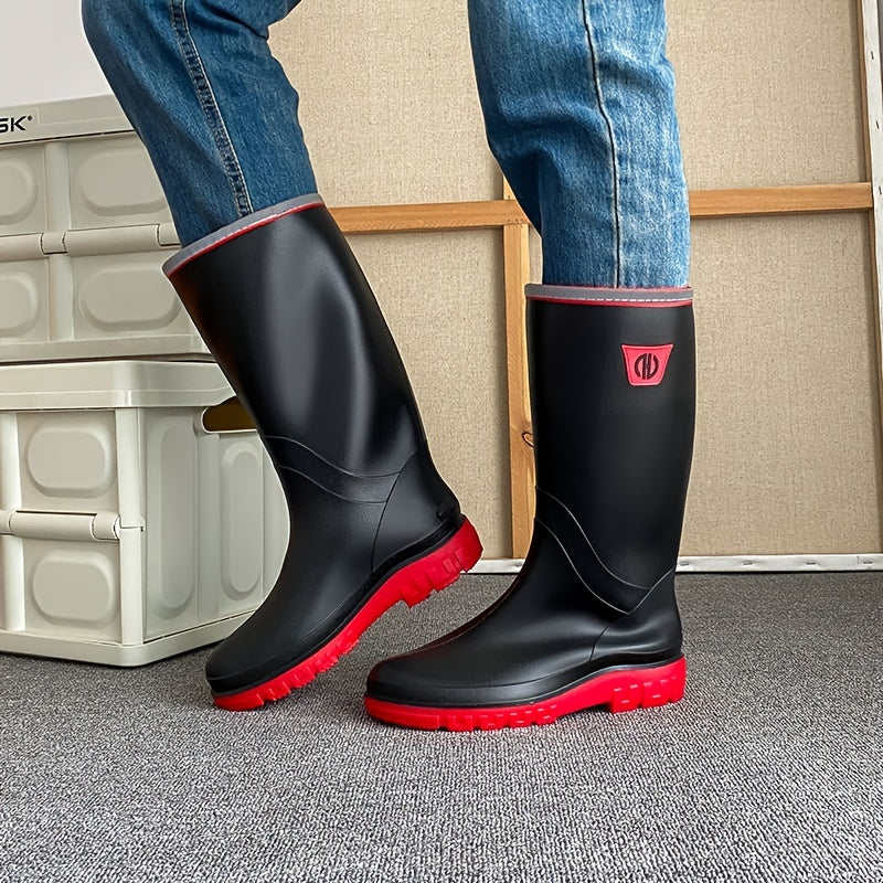 Men's Knee High Rain Boots Waterproof Non slip Outdoor Work Fishing Shoes