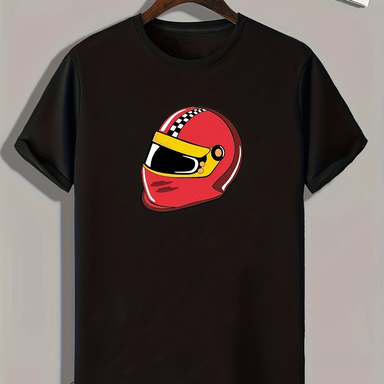 Helmet Print Men's Sports T-Shirt Graphic Tee Outdoor Fitness Clothing
