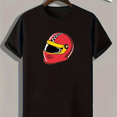 Helmet Print Men's Sports T-Shirt Graphic Tee Outdoor Fitness Clothing