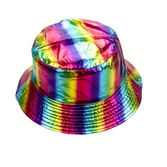 Striped Bucket Hat Hip Hop Sparkly Fisherman Cap