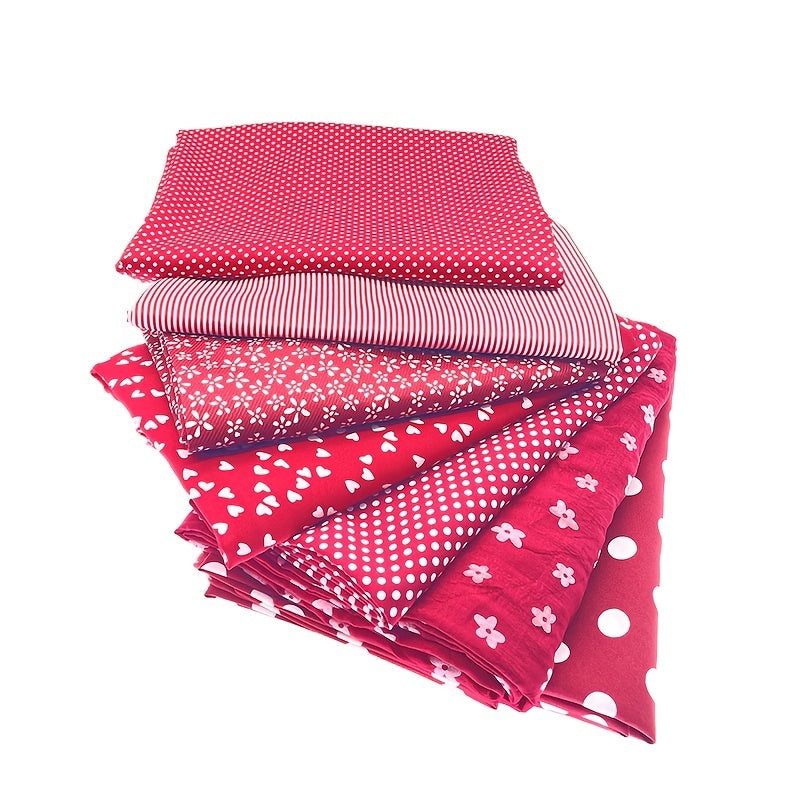 7pcs Red Fabric DIY Square Cloth for Sewing Project