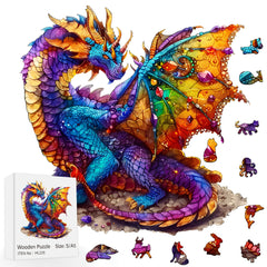 Gemstone Dragon Wooden Puzzle Irregular Animal Shape Jigsaw Game