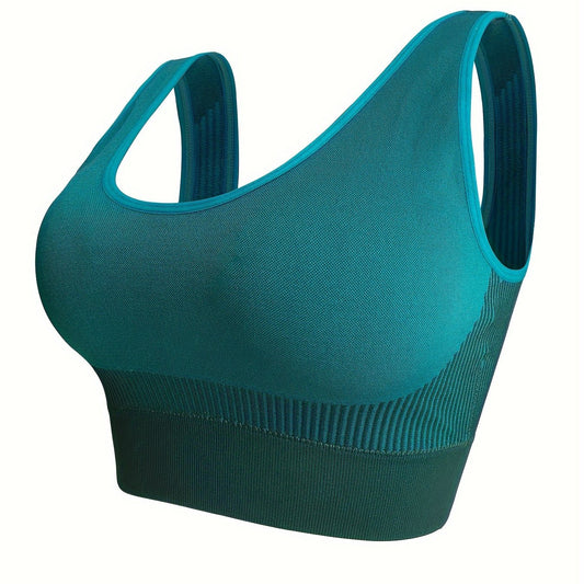 Striped Seamless Sports Bra With Removable Pads